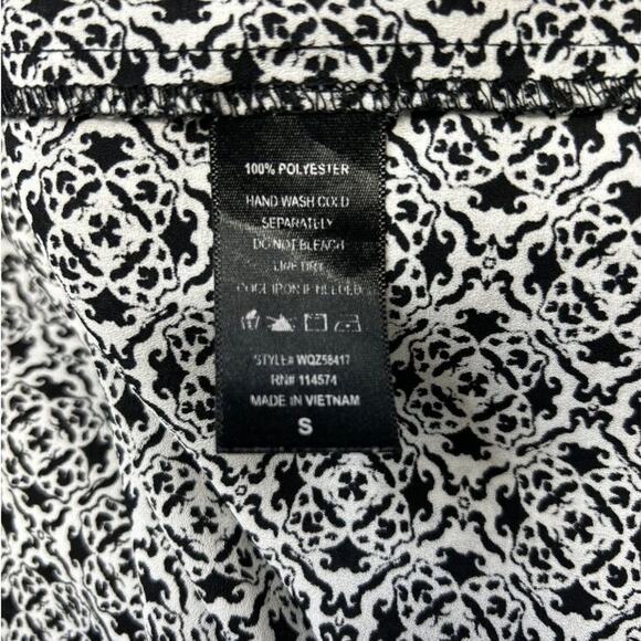 Pleione Womens Sleeveless Blouse S Black & White Patterned Polyester Top - Picture 6 of 8